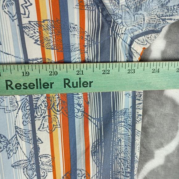 Indigo Palms Shirt Men Large Blue Stripe Floral Button Long Sleeve Resort Cruise - Picture 3 of 9